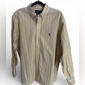Ralph Lauren Men’s Yellow & Blue Striped Long Sleeve Button Down Shirt